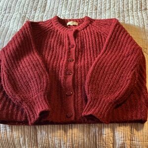 Sezane alpaca and wool cardigan with long slightly puffed sleeves